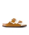 Birkenstock Arizona Shearling-lined Suede Sandals In Brown