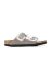 Birkenstock Arizona Shearling & Suede Sandals In Nude