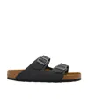 Birkenstock Textured Leather Ar Zona Bs Sandals With Double Buckle In Black