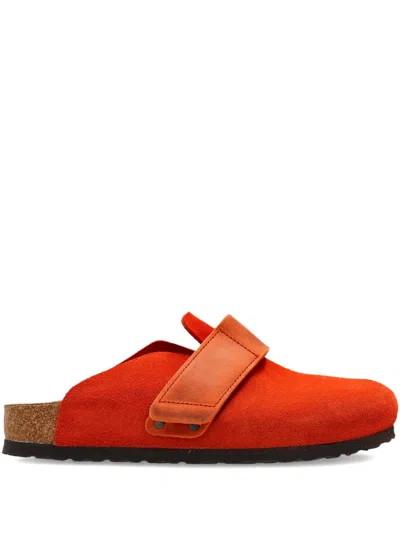 Birkenstock Loma Strap Nubuck Leather Mules In Orange