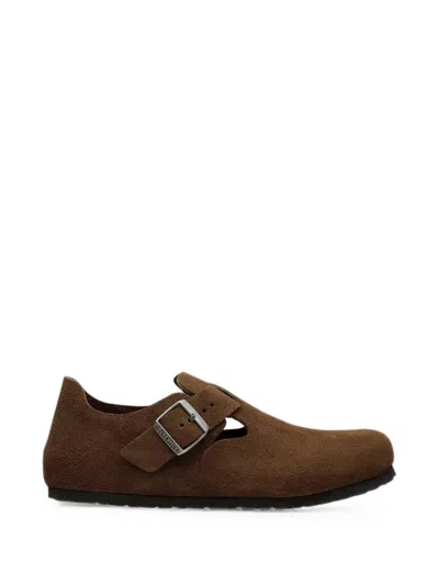 Birkenstock London Buckle-fastening Suede Shoes In Brown