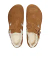 Birkenstock London Shearling-trimmed Slippers In Brown