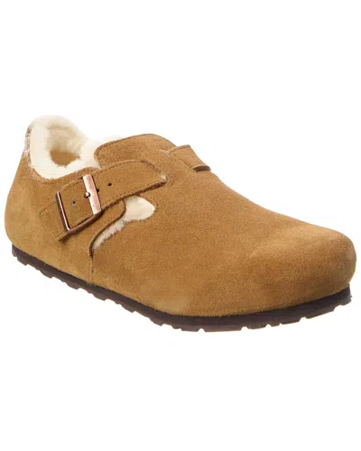 Birkenstock London Suede & Shearling Clog In Brown