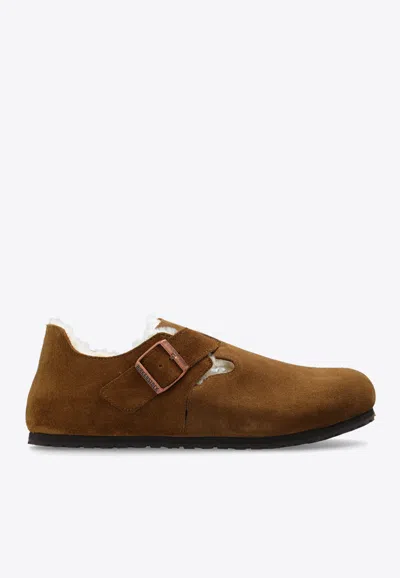 Birkenstock London Suede Buckled Loafers In Brown