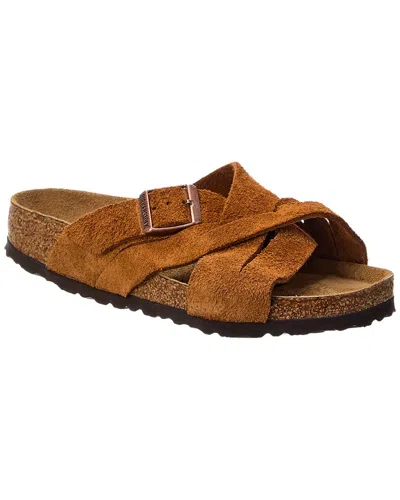 Birkenstock Lugano Soft Footbed Suede Sandal In Brown