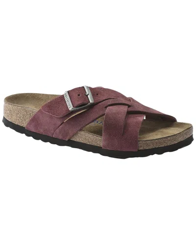 Birkenstock Lugano Soft Footbed Suede Sandal In Burgundy