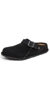 BIRKENSTOCK LUTRY 365 SUEDE MULES BLACK