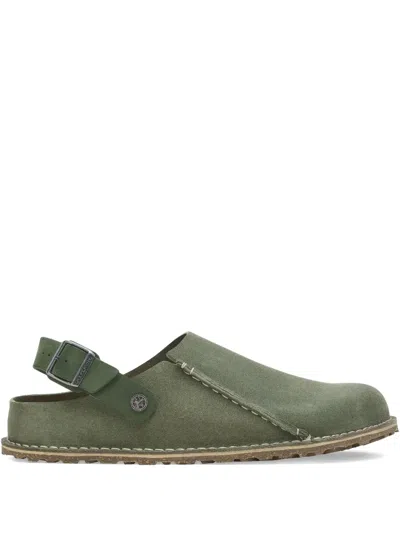 Birkenstock Lutry Premium "leather Thyme" Slingback Mules In Green