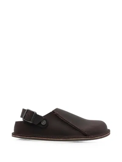 Birkenstock Lutry Premium Oiled Leather Mules In Brown