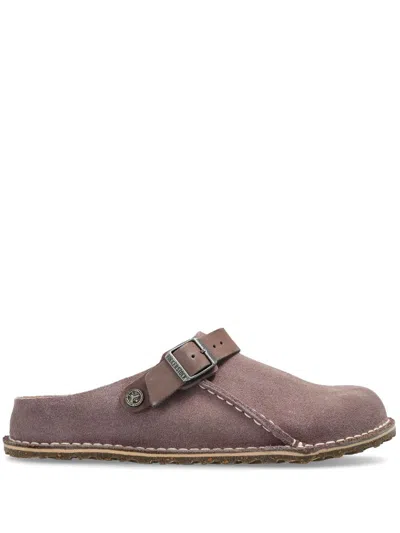 Birkenstock Lutry Premium Suede Leather Slippers In Purple