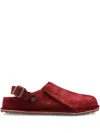 Birkenstock Lutry Premium Suede Mules In Red