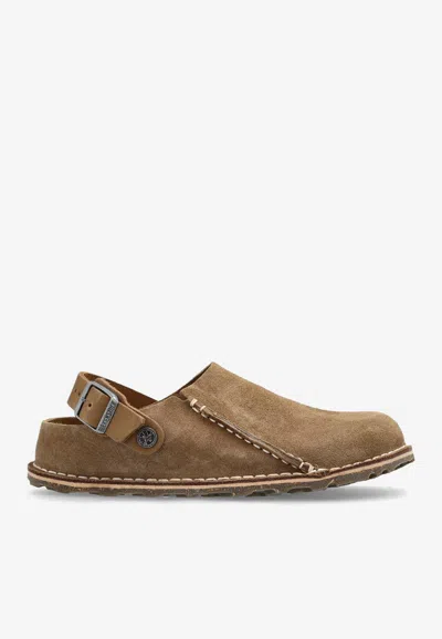 Birkenstock Lutry Suede Slippers With Buckled Strap