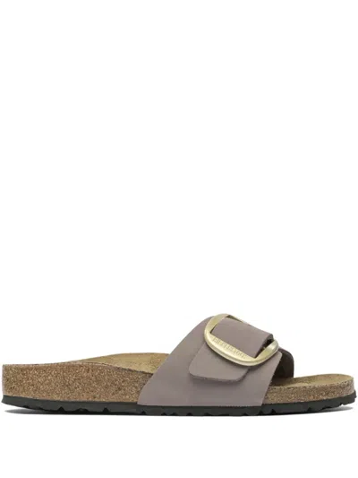 Birkenstock Madrid Big Boucle Leather Sandals In Gray