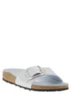 Birkenstock Buckle Patent Leather Flat Sandals In Blue