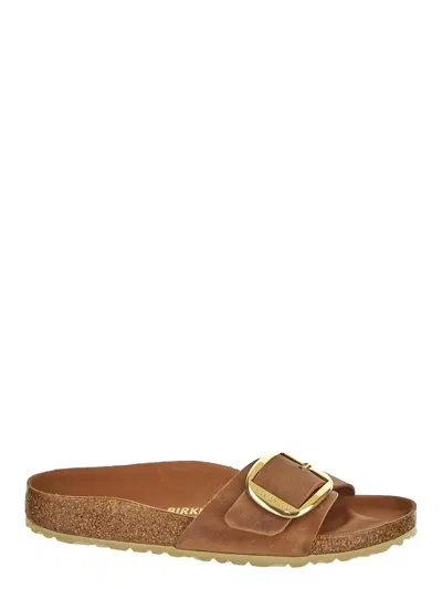 Birkenstock Madrid Big Buckle Oiled Leather Sandals In Brown