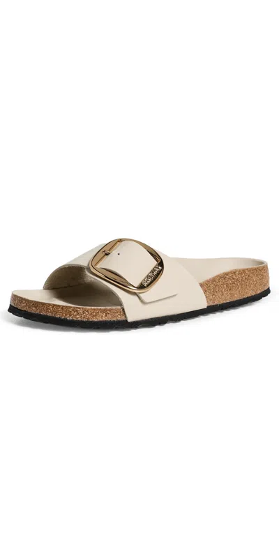 Birkenstock Madrid Big Buckle High Shine Sandals Oyster In Neutral
