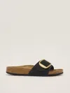 Birkenstock Madrid Big Buckle Nubuck Sandal In Black