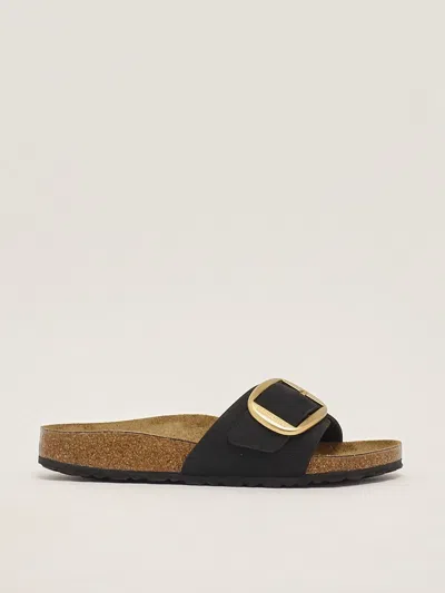 Birkenstock Madrid Big Buckle Nubuck Sandal In Black