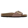 Birkenstock (wmns)  Madrid Big Buckle Nubuck Leather Narrow Fit Sandals 'old Rose' In Black