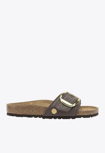 Birkenstock Madrid Big Buckle Raffia Low Sandals In Brown
