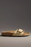 Birkenstock Madrid Big Buckle Raffia Slipper In Neutral