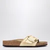 Birkenstock Madrid Big Buckle Raffia Slipper In Neutral