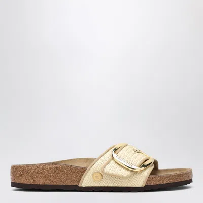 Birkenstock Madrid Big Buckle Raffia Slipper In Sand