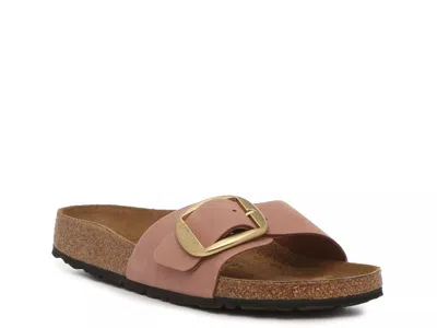 Birkenstock Madrid Big Buckle Narrow Leather Sandal In Pink
