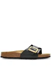 Birkenstock Madrid Big Buckle Slides In Black