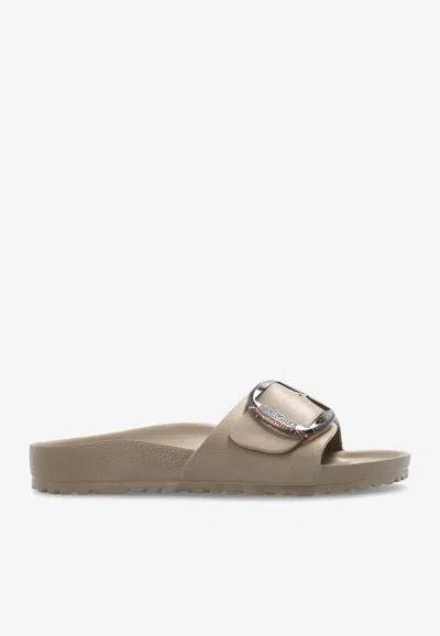 Birkenstock Madrid Big Buckle Slides In Brown