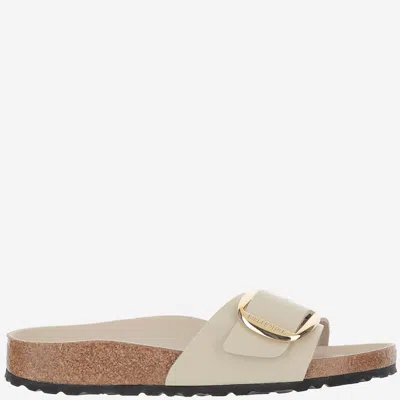 Birkenstock Madrid Big Buckle Slippers In Beige