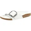 Birkenstock Madrid Big Buckle Womens Leather Flat Slide Sandals In White