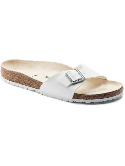Birkenstock Madrid Bs Womens Birko-flor Leather Footbed Sandals In White