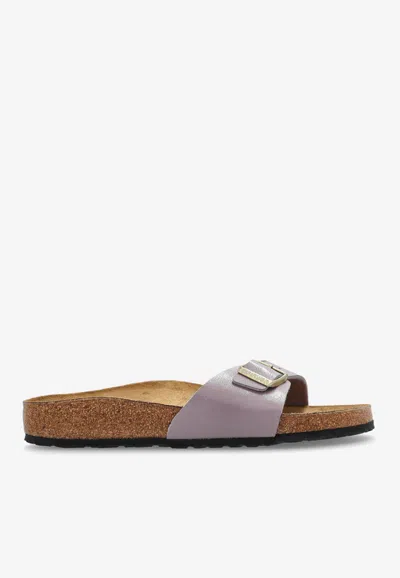Birkenstock Madrid Buckled Flat Slides In Purple