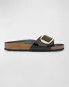 Birkenstock Womens Madrid Big Buckle Oiled Leather In Black