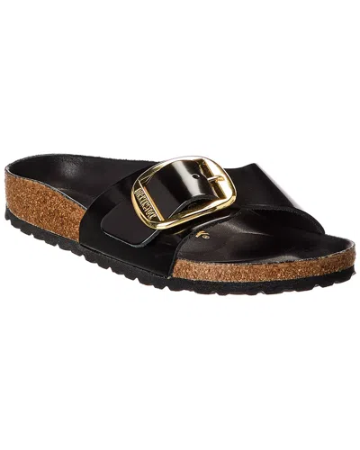 Birkenstock Madrid Narrow Big Buckle Natural Leather Patent Sandal In Animal Print