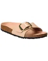 Birkenstock Madrid Narrow Big Buckle Natural Paten Patent Sandal In Neutral
