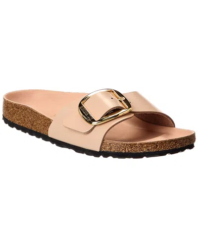 Birkenstock Madrid Narrow Big Buckle Natural Paten Patent Sandal In Pink