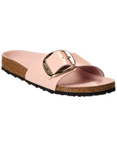 Birkenstock Madrid Narrow Big Buckle Natural Paten Patent Sandal In Pink
