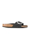 Birkenstock Madrid Big Buckle Slides In Black