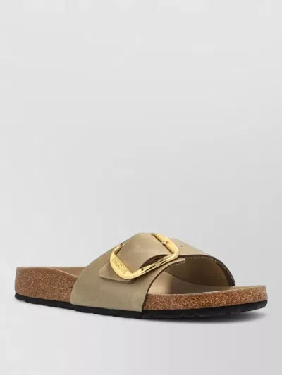 Birkenstock Madrid Sandals Cork Sole Gold Buckle In Brown