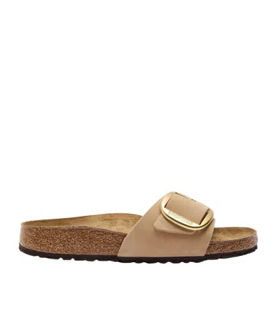 Birkenstock Madrid Big Buckle Slides In Neutral