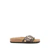 Birkenstock Madrid Raffia Big Buckle Carafe Sandal In Brown