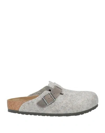 BIRKENSTOCK BIRKENSTOCK MAN MULES & CLOGS LIGHT GREY SIZE 9 WOOL, LEATHER