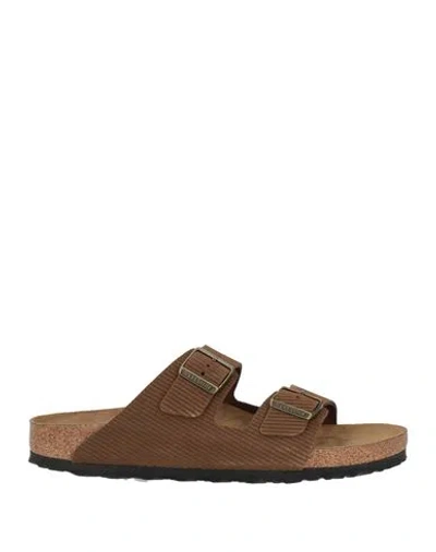 Birkenstock Arizona Suede Flat Sandals In Dark Tea In Animal Print