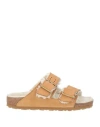 Birkenstock Man Sandals Camel Size 10 Leather In Beige