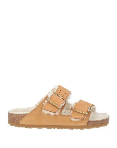Birkenstock Man Sandals Camel Size 10 Leather In Beige
