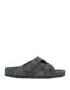 Birkenstock Man Sandals Charcoal Size 9 Leather In Gray