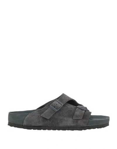 Birkenstock Man Sandals Charcoal Size 9 Leather In Gray