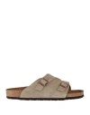 Birkenstock Zürich Suede Flat Sandals In Beige